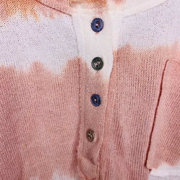 POL oversized pullover cotton henley pink ombre size small - Picture 8 of 11